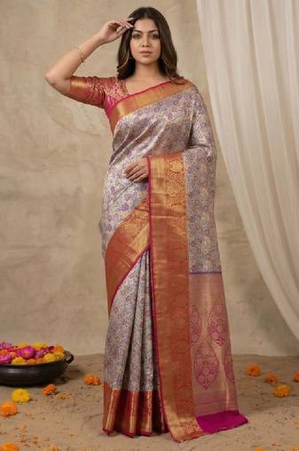 Woven design zari art silk kanjeevaram saree
