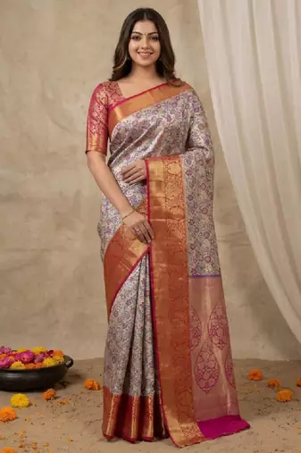 Woven design zari art silk kanjeevaram saree