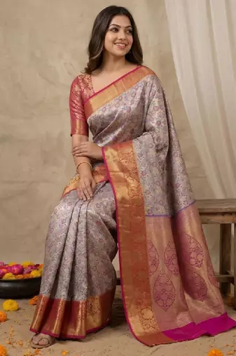 Woven design zari art silk kanjeevaram saree