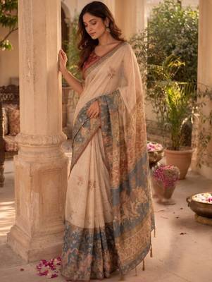 Ethnic motifs art silk handloom kanjeevaram saree 1