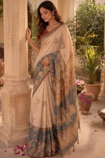 Ethnic motifs art silk handloom kanjeevaram saree