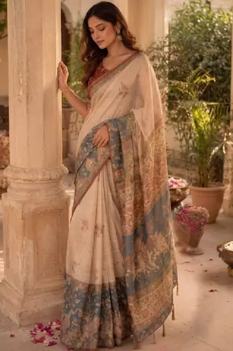 Ethnic motifs art silk handloom kanjeevaram saree