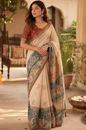Ethnic motifs art silk handloom kanjeevaram saree