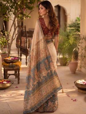 Ethnic motifs art silk handloom kanjeevaram saree 3