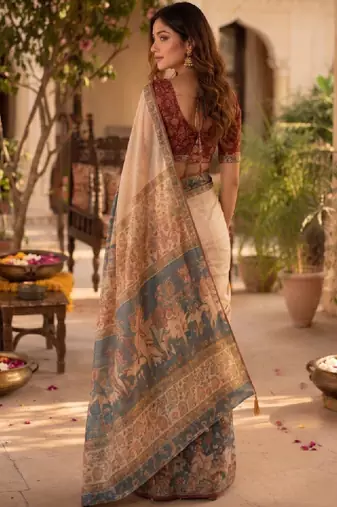 Ethnic motifs art silk handloom kanjeevaram saree