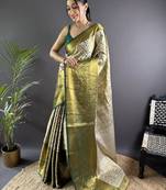 Woven design kanjeevaram sarees with unstitched blouse piece