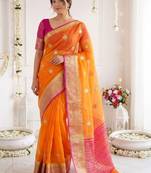 Floral zari organza designer kanjeevaram saree