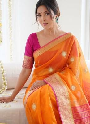 Floral zari organza designer kanjeevaram saree 3