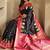 Ethnic motifs woven design zari silk blend kanjeevaram saree with blouse piece