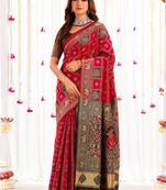 Ethnic motifs zari silk blend handloom kanjeevaram saree