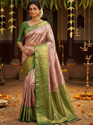 Woven design zari art silk handloom kanjeevaram saree 1
