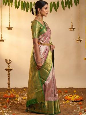 Woven design zari art silk handloom kanjeevaram saree 3