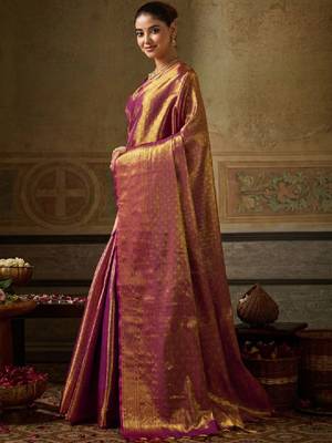 Woven design zari silk blend designer kanjeevaram saree 2