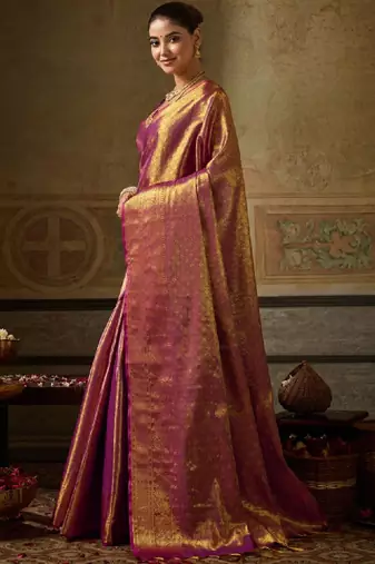 Woven design zari silk blend designer kanjeevaram saree