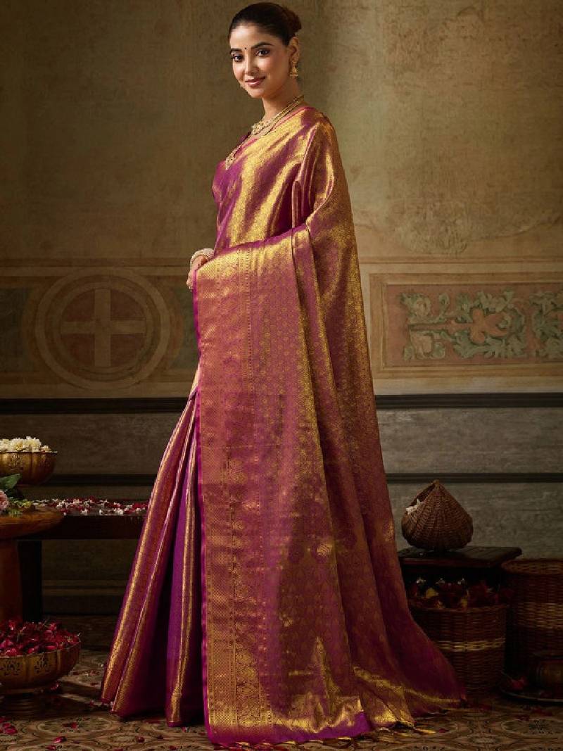 Woven design zari silk blend designer kanjeevaram saree