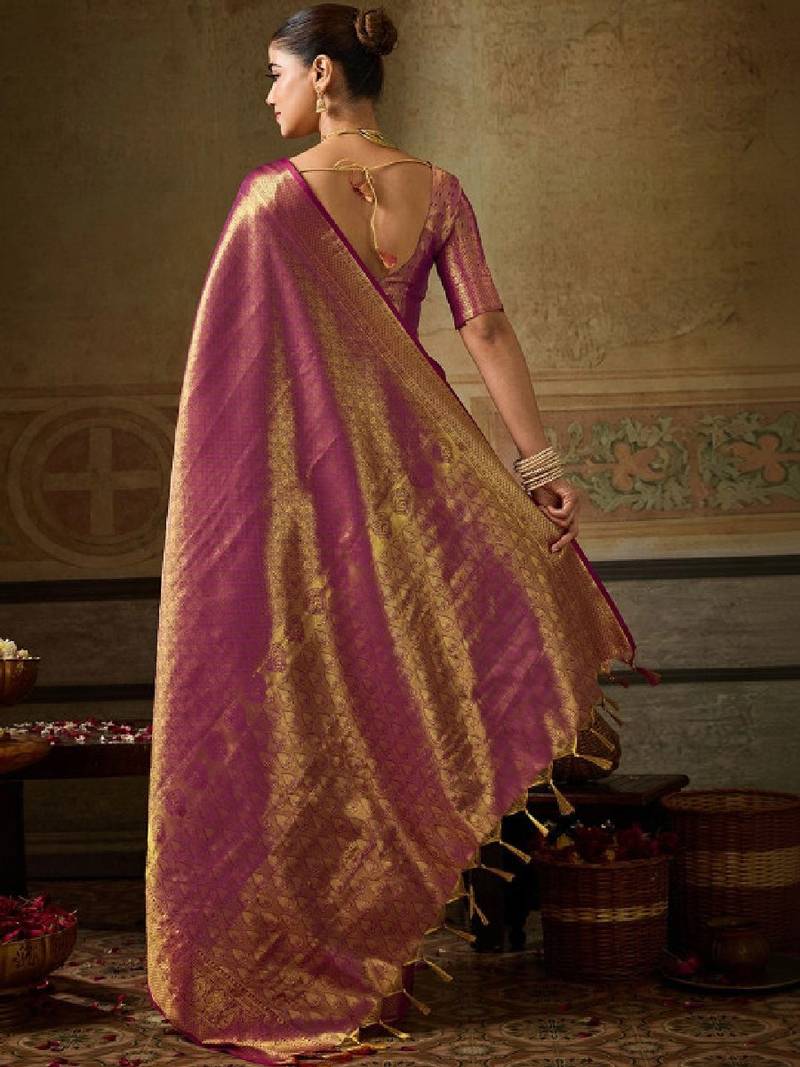 Woven design zari silk blend designer kanjeevaram saree