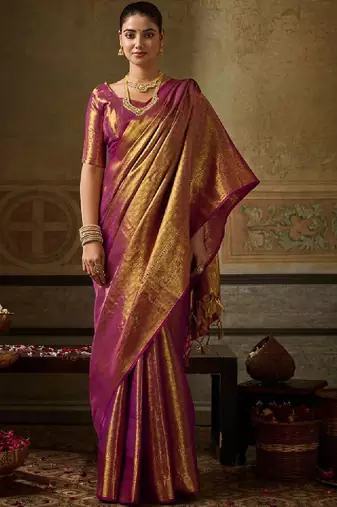 Woven design zari silk blend designer kanjeevaram saree