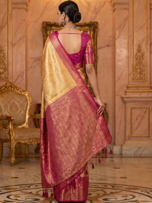 Ethnic motifs zari art silk handloom kanjeevaram saree 2