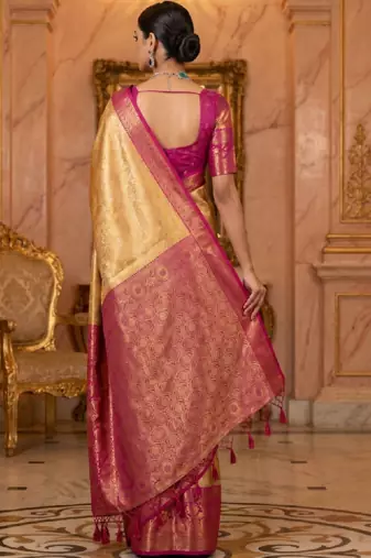 Ethnic motifs zari art silk handloom kanjeevaram saree
