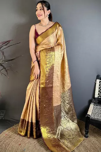 Woven design zari silk blend designer kanjeevaram saree