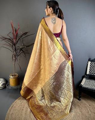 Woven design zari silk blend designer kanjeevaram saree 2