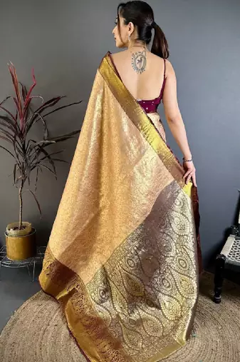 Woven design zari silk blend designer kanjeevaram saree
