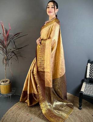 Woven design zari silk blend designer kanjeevaram saree 3