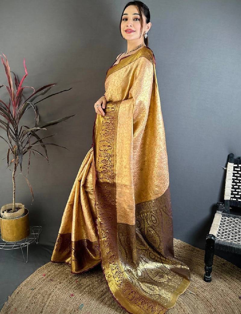 Woven design zari silk blend designer kanjeevaram saree