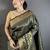 Dark green banarasi soft silk checked body floral motifs south pattu sarees