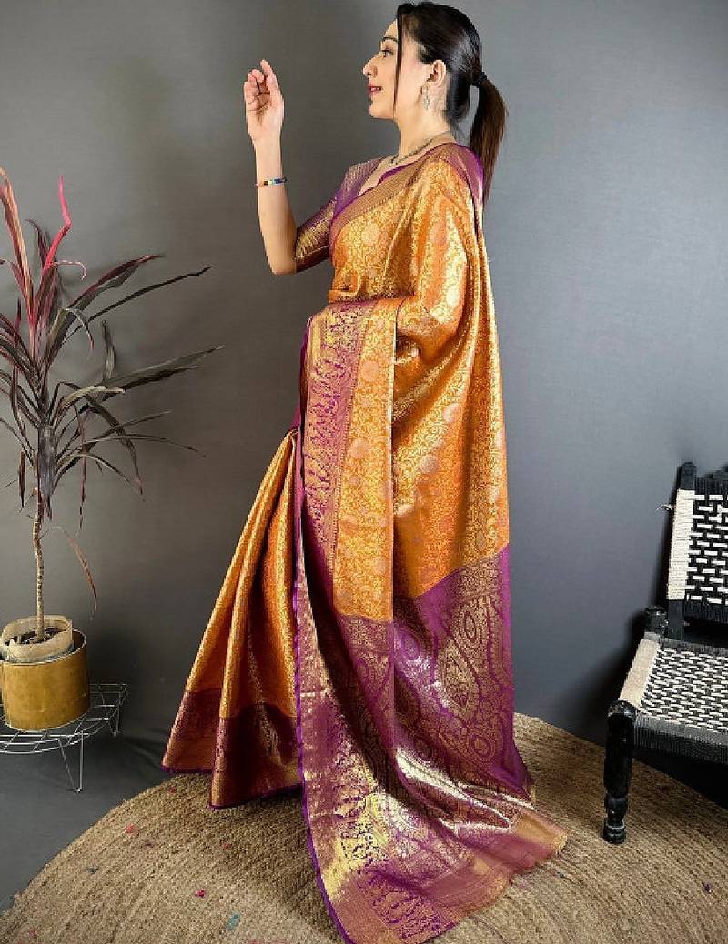 Woven design zari silk blend designer kanjeevaram saree