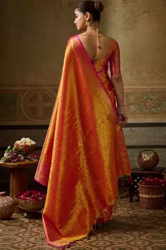 Woven design zari silk blend kanjeevaram saree
