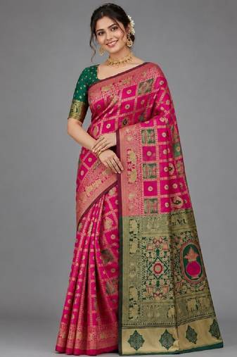 Woven design zari silk blend kanjeevaram saree