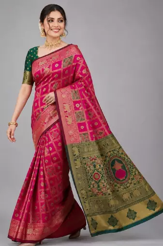 Woven design zari silk blend kanjeevaram saree