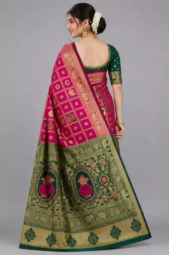 Woven design zari silk blend kanjeevaram saree