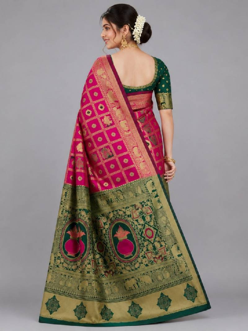 Woven design zari silk blend kanjeevaram saree