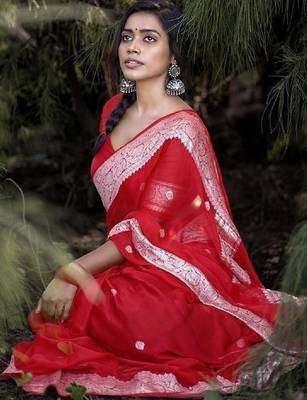 Woven design zari silk blend kanjeevaram saree 1