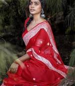 Woven design zari silk blend kanjeevaram saree