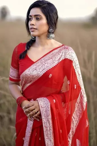 Woven design zari silk blend kanjeevaram saree