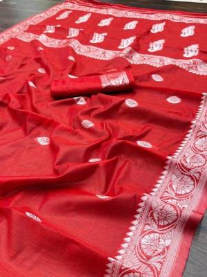 Woven design zari silk blend kanjeevaram saree 4