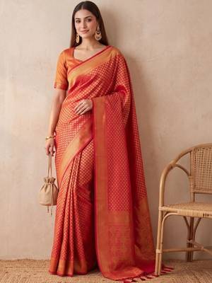 Woven design zari art silk kanjeevaram saree 1