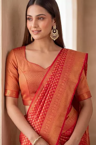 Woven design zari art silk kanjeevaram saree