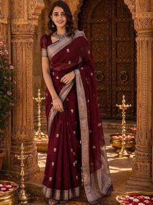 Ethnic motifs zari handloom kanjeevaram saree 1