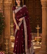Ethnic motifs zari handloom kanjeevaram saree