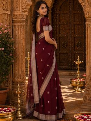Ethnic motifs zari handloom kanjeevaram saree 2