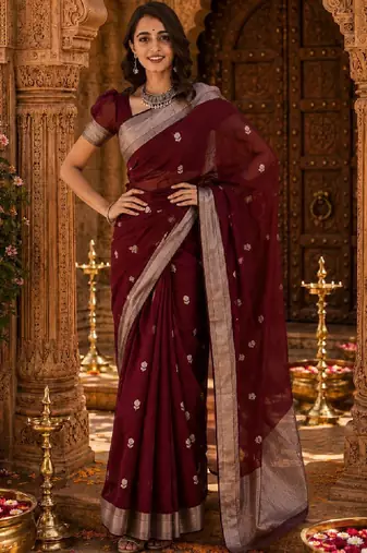 Ethnic motifs zari handloom kanjeevaram saree