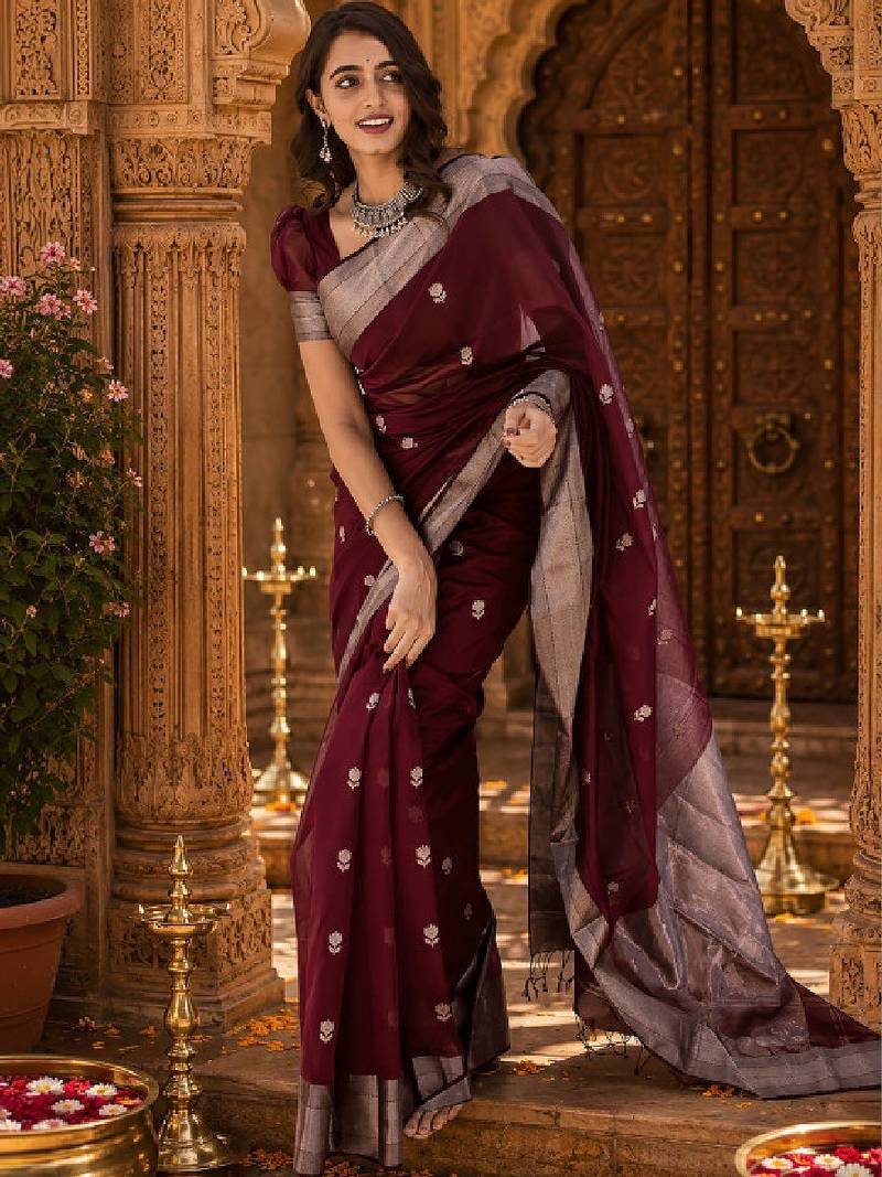 Ethnic motifs zari handloom kanjeevaram saree