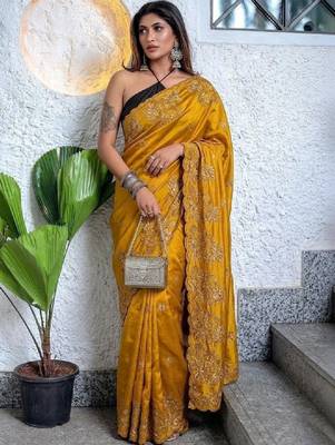 Floral embroidered art silk kanjeevaram saree 1