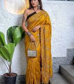Floral embroidered art silk kanjeevaram saree