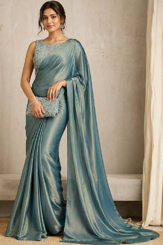Beads and stones art silk kanjeevaram saree