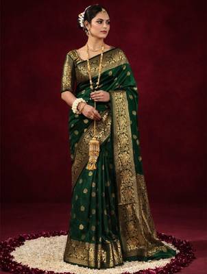 Paisley zari silk blend kanjeevaram saree 1